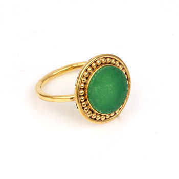 Top Selling 10x14mm Natural Green Agate Gemstone Bezel 18k Gold Plated Sterling Silver Bohemian Designer Ring Women's Weddings