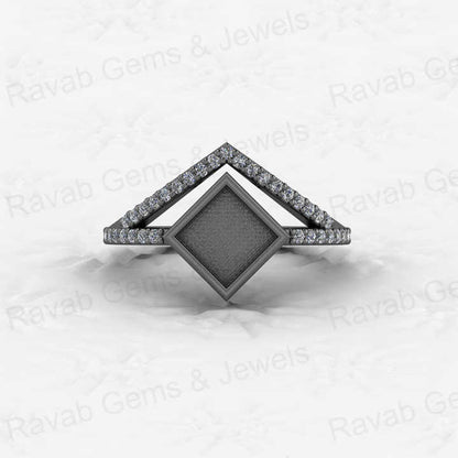 High Quality 925 Solid Silver 6mm Square Shape Close Back Bezel Ring CZ Setting with Breastmilk DIY Jewelry Findings Components
