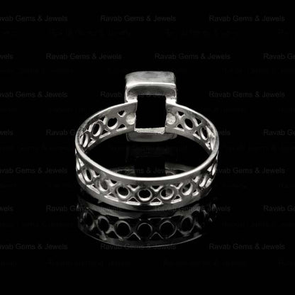 High Quality 925 Sterling Silver 8x10mm Rectangle Pre Notched Semi Mount Blank Bezel Setting Ring Stone Ashes Resin Jewelry