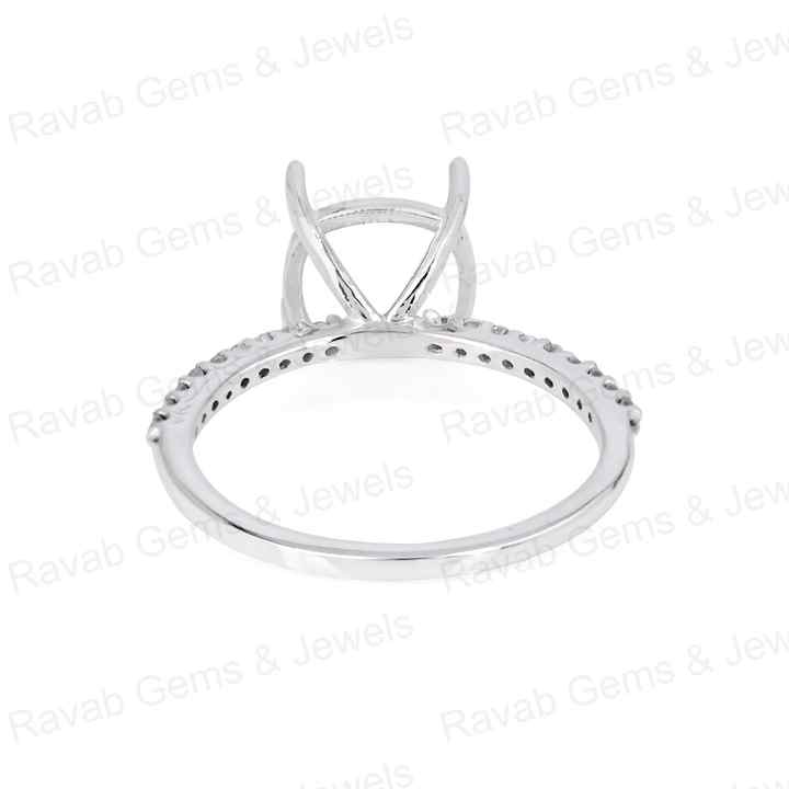 Handmade 925 Silver 18k Gold 10mm Cushion Eternity Band Prong Blank Gemstone Ring With CZ Setting Keepsake Breastmilk Jewelry