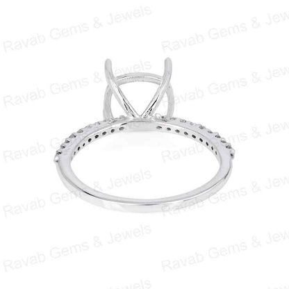 Handmade 925 Silver 18k Gold 10mm Cushion Eternity Band Prong Blank Gemstone Ring With CZ Setting Keepsake Breastmilk Jewelry