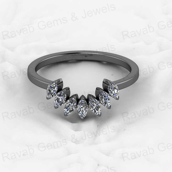 Genuine 925 Sterling Silver 2x4mm Marquise CZ Diamond Eternity Band 18K Gold Vermeil Wishbone Minimalist Women's Wedding Ring