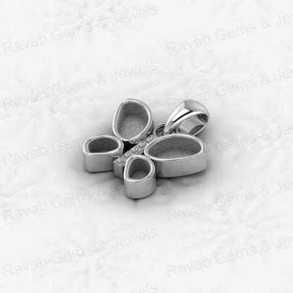 Best Quality 925 Silver With Zircon 12x16mm Butterfly Design Semi Mount Charm Pendant Setting for Keepsake & Breastmilk Jewelry