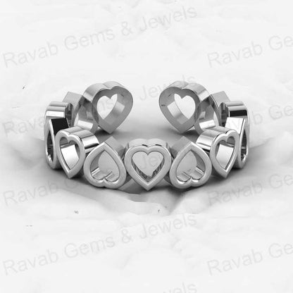 Beautiful 925 Silver 5mm Dainty Hollow Heart Love Day Gold Vermeil Eternity Band Adjustable Women Ring Fine Keepsake Jewelry