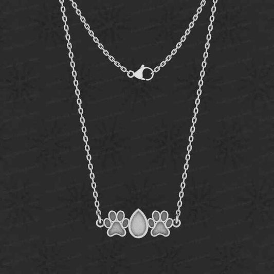 925 Silver Dog Paw Pear Collet Cup Semi Mount Premium Quality Pendant Necklace Setting Ashes Resin Jewelry Findings Components