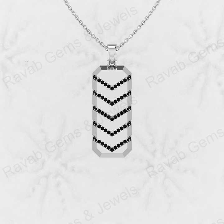 Top Selling Genuine 925 Silver Black Cubic Zircon Diamond Brilliant Cut Beveled Tire Pattern Pendant Necklace for Men's Jewelry