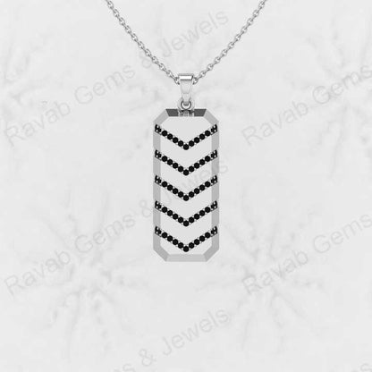 Top Selling Genuine 925 Silver Black Cubic Zircon Diamond Brilliant Cut Beveled Tire Pattern Pendant Necklace for Men's Jewelry
