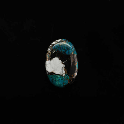 White Buffalo Kingman Turquoise 20x30mm Oval Shape Flat Back Calibrated Loose Gemstone Cabochon for Making 18k Gold Jewelry