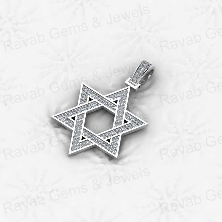 Best Selling 925 Silver 35mm Star David Hip Hop Pendant Necklace Trendy Religious Fine Jewelry for Men with Pave Zircon Charm