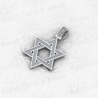 Best Selling 925 Silver 35mm Star David Hip Hop Pendant Necklace Trendy Religious Fine Jewelry for Men with Pave Zircon Charm