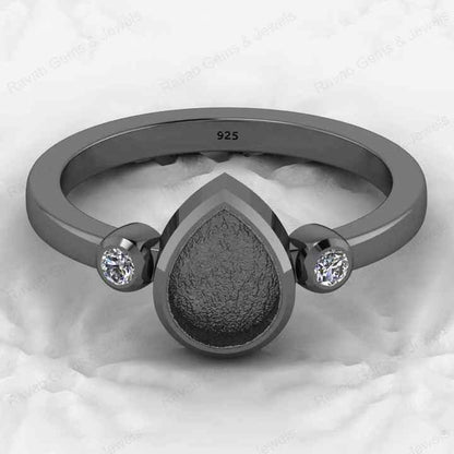 High Quality 925 Sterling Silver 6x8mm Pear Estelle Semi Mount Band Ring Good Resin Ashes Work Keepsake Jewelry Findings Supply