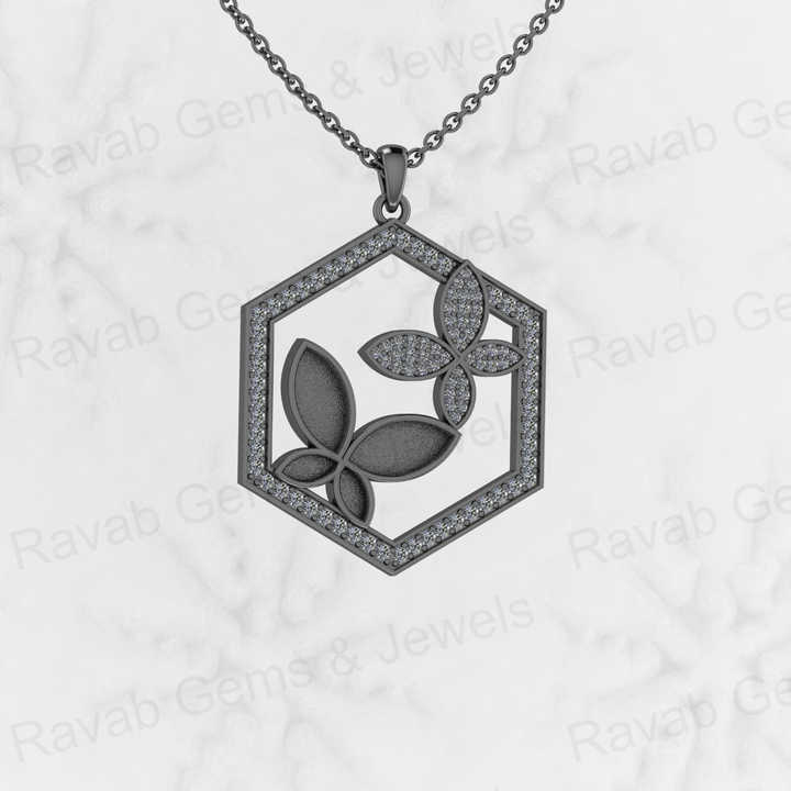 Top Selling 925 Sterling Silver 26mm Chunky Hexagon Butterfly Semi Mounting Charm Pendant Setting for Resin & Ashes Keepsake