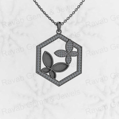 Top Selling 925 Sterling Silver 26mm Chunky Hexagon Butterfly Semi Mounting Charm Pendant Setting for Resin & Ashes Keepsake