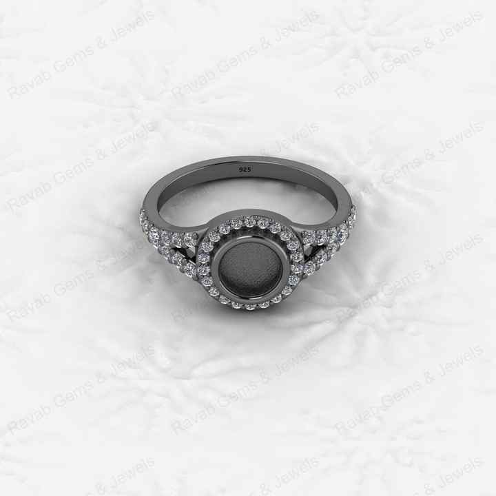 Best Selling 925 Silver Round 6mm Semi Mount Blank Setting Ring for Gemstone Ashes & Resin Jewelry Findings & Empty Jewelry