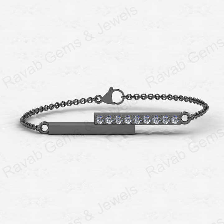 Top Selling Solid 925 Sterling Silver With Cubic Zirconia Gold Plated Bar Charm Minimalist Chain Bracelet Women Fine Jewelry