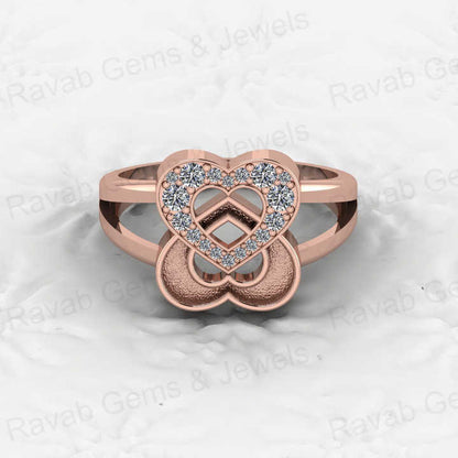 High Quality Solid 925 Silver Double Couple Heart Blank Base Semi Mount Ring for Ashes & Resin Work Breastmilk Keepsake Jewelry