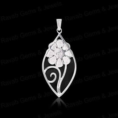 Handmade 925 Silver Semi-Mounting Charm Pendant Leaf Flower Design Stone Setting for DIY Keepsake Jewelry Findings Components