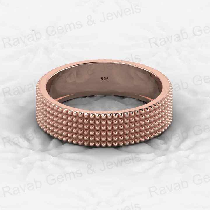 Top Quality Handmade 925 Sterling Silver Gold Vermeil Pyramid Design 5mm Eternity Wide Band Men's Ring Personalized Fine Jewelry
