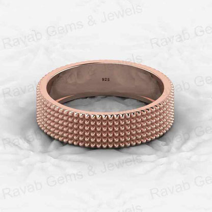 Top Quality Handmade 925 Sterling Silver Gold Vermeil Pyramid Design 5mm Eternity Wide Band Men's Ring Personalized Fine Jewelry