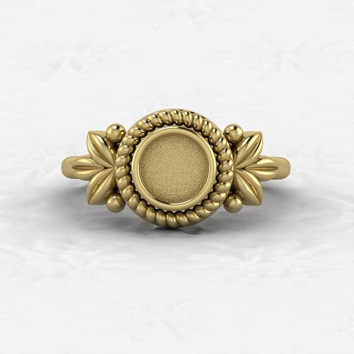 Best Quality 925 Silver 6mm Blank Cabochon Bezel Cup Braided Leaf Ring Setting DIY Breast Milk Keepsake Jewelry Making Findings