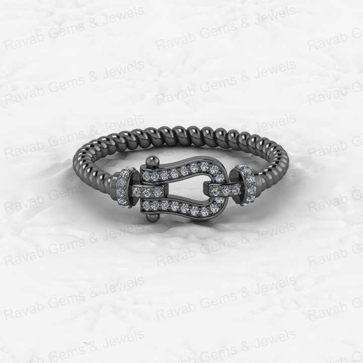 Top Selling 925 Silver CZ Heavue Horseshoe Rope Eternity Band Gold Vermeil Ring for Women Personalized Equestrian Fine Jewelry