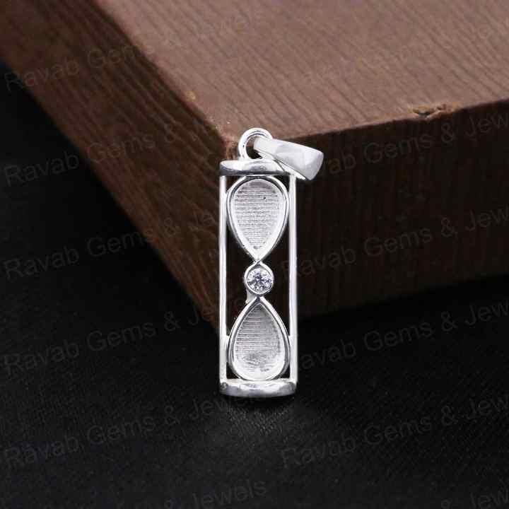 High Quality 925 Silver 6x4mm Pear Sand Timer Hourglass Charm Pendant Setting Resin Ashes DIY Memorial Jewelry Findings Craft