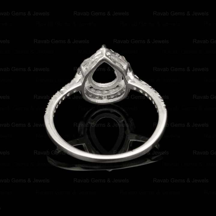 Top Quality 925 Sterling Solid Silver 6x8mm Pear Eternity Semi Mount Blank Prong Setting Ring for Keepsake Breastmilk Jewelry