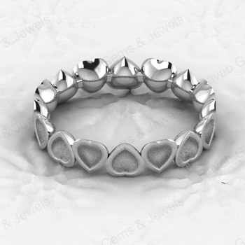 925 Genuine Sterling Silver Semi Mount Ring Ultimate Heart Bezel Eternity Blank Design Resin Ashes Good Keepsake Jewelry