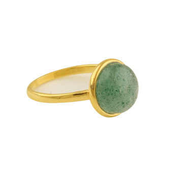 High Quality 10mm Green Aventurine Gemstone 18K Gold & Dainty Sterling Silver Rings Rhodium Plated Fine for Women Wholesale Lot