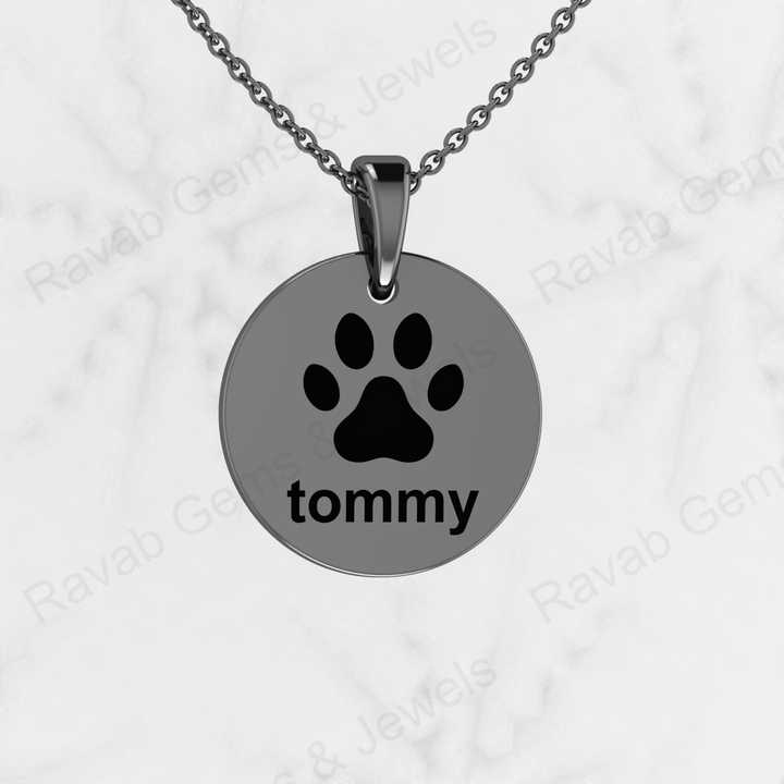 Best Selling 925 Sterling Silver 20mm Coin Custom Dog Paw Logo Engraved Personalized Diamond Charm Pendants Women Fine Jewelry