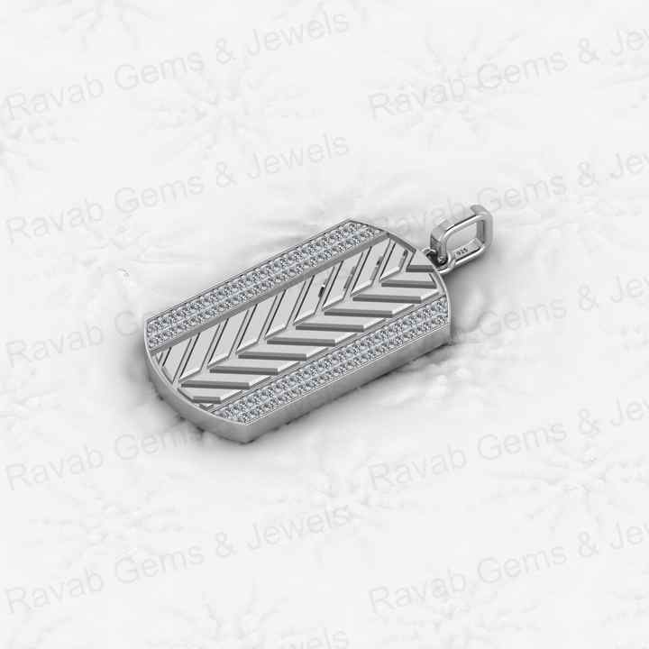 Best Quality Solid 925 Sterling Silver Engraved Chevron Cross Bar Pendant Men's CZ Prong Setting Handmade Necklace Fine Jewelry