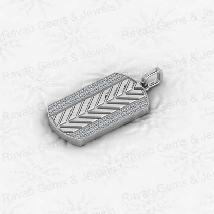 Best Quality Solid 925 Sterling Silver Engraved Chevron Cross Bar Pendant Men's CZ Prong Setting Handmade Necklace Fine Jewelry