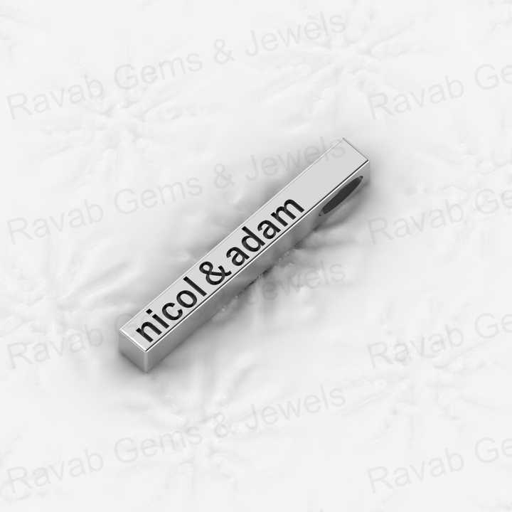 High Quality 30mm 925 Solid Sterling Silver Cubic Bar Memorial Pendant Personalized Couple Name Necklace Fine Pendants Charms