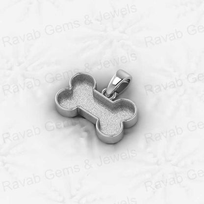 Genuine 925 Sterling Silver Dog Bone Pet Semi Mounting Charm Pendant 16x17mm Blank Bezel Setting Keepsake Jewelry Findings