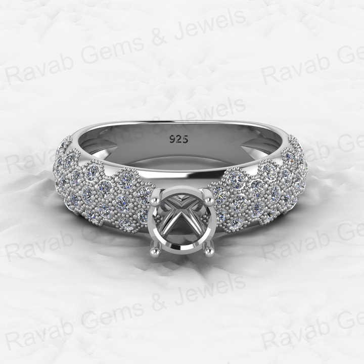 Genuine Solid 925 Sterling Silver Engagement Semi Mount Blank Setting Ring Good for Ashes & Resin Work Breastmilk Jewelry