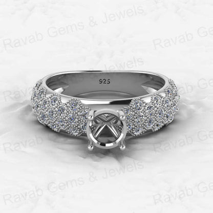 Genuine Solid 925 Sterling Silver Engagement Semi Mount Blank Setting Ring Good for Ashes & Resin Work Breastmilk Jewelry