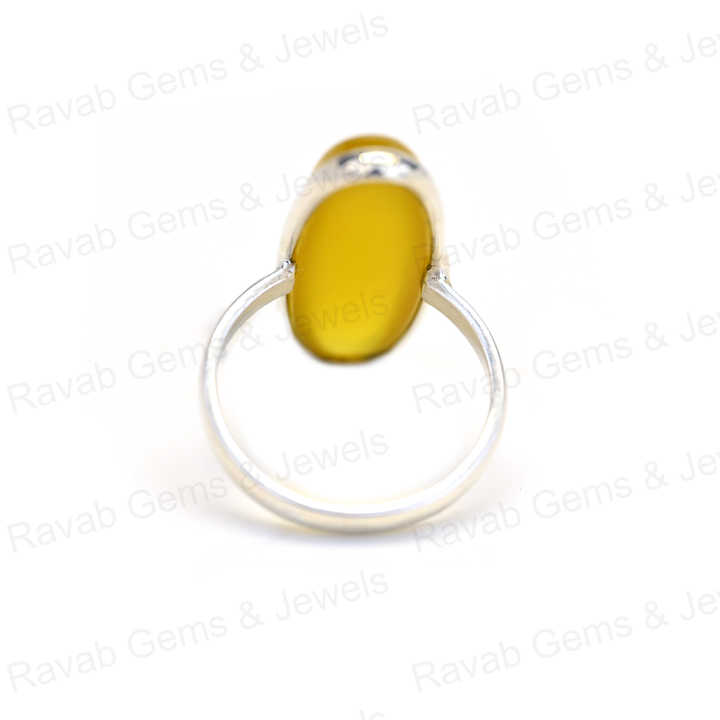Superb Selling Solid 925 Sterling Silver Yellow Chalcedony Quartz 10x30mm Oval Bezel Setting Ring for Women Handmade Jewelry