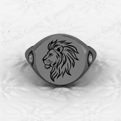 Top Quality Solid 925 Sterling Silver Personalized Oval Scottish Lion Head Signet Ring for Men Custom Handmade Jewelry Suppliers