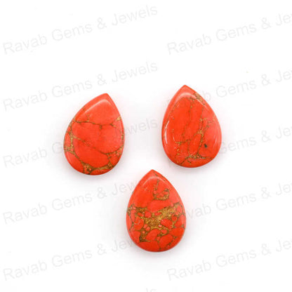 Top Rare Quality 16x22mm Natural Mohave Red Copper Turquoise Pear Shape Cabochon Hand Polish Gemstone for Making Fine Jewelry