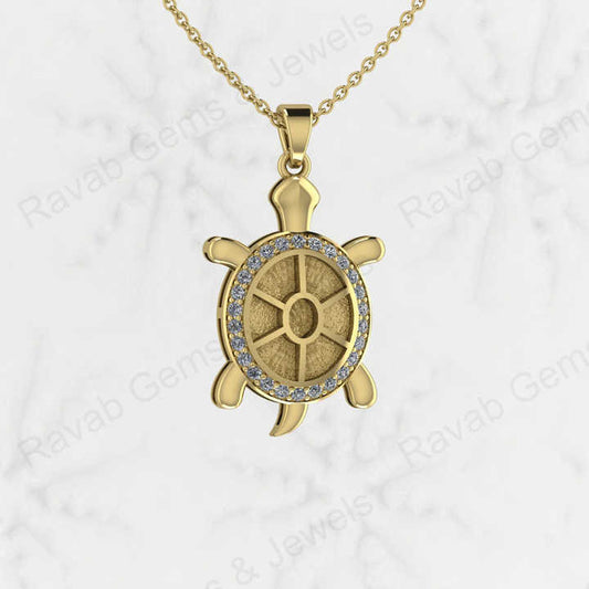Best Quality 925 Sterling Silver Turtle Best Luck Charm Semi Mount Blank Setting Pendant Good for Ashes & Resin Work Keepsake
