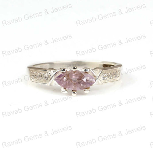Top Selling Pink Kunzite Gemstone Marquise Shape 7x14mm Solid 925 Sterling Silver Unique Designer Women Handmade Fine Ring