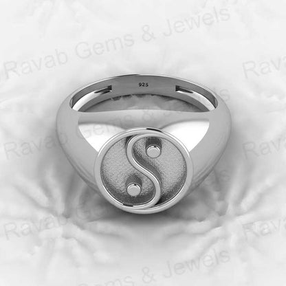 Best Quality Solid 925 Sterling Silver Yin Yang Symbol Semi Mount Blank Setting Ring Good for Resin & Ashes Work Keepsake
