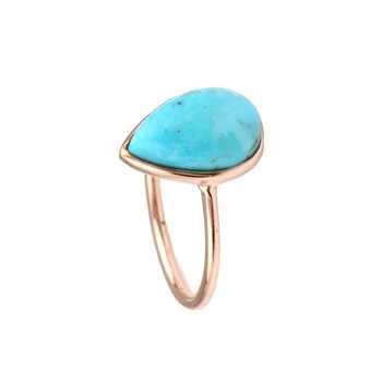 Top Selling 10x14mm Kingman Arizona Turquoise Dainty Ring Her December Birthstone Rose Gold Plated Sterling Silver Beautiful