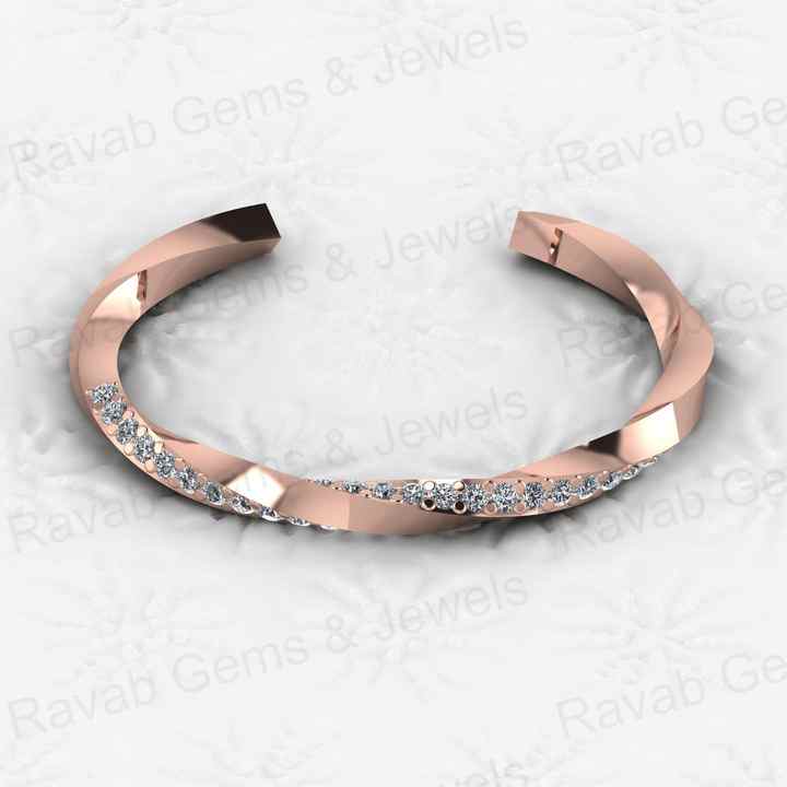 New Arrival Solid 925 Sterling Silver 18k Gold Plated Designer Twisted Band Concave Rhombus CZ Bracelet for Women Jewelry