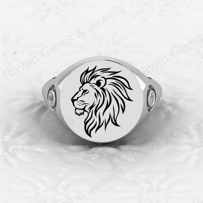 Top Quality Solid 925 Sterling Silver Personalized Oval Scottish Lion Head Signet Ring for Men Custom Handmade Jewelry Suppliers