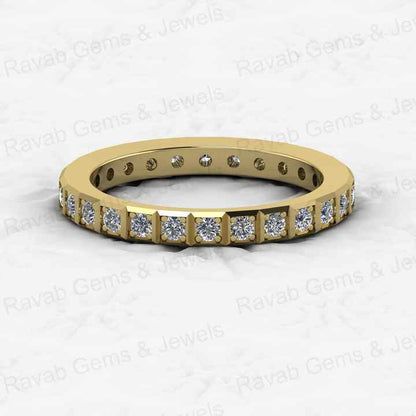 Top Selling 925 Sterling Silver Women's Eternity Wedding Band Dainty Micro CZ Cut Diamond Ring in Gold Vermeil Fine Jewelry