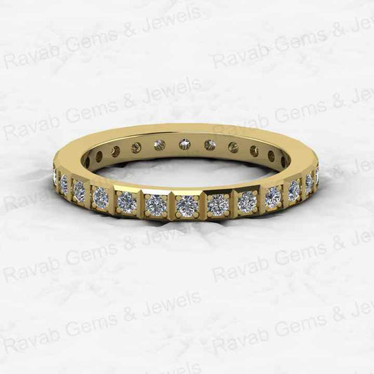 Top Selling 925 Sterling Silver Women's Eternity Wedding Band Dainty Micro CZ Cut Diamond Ring in Gold Vermeil Fine Jewelry