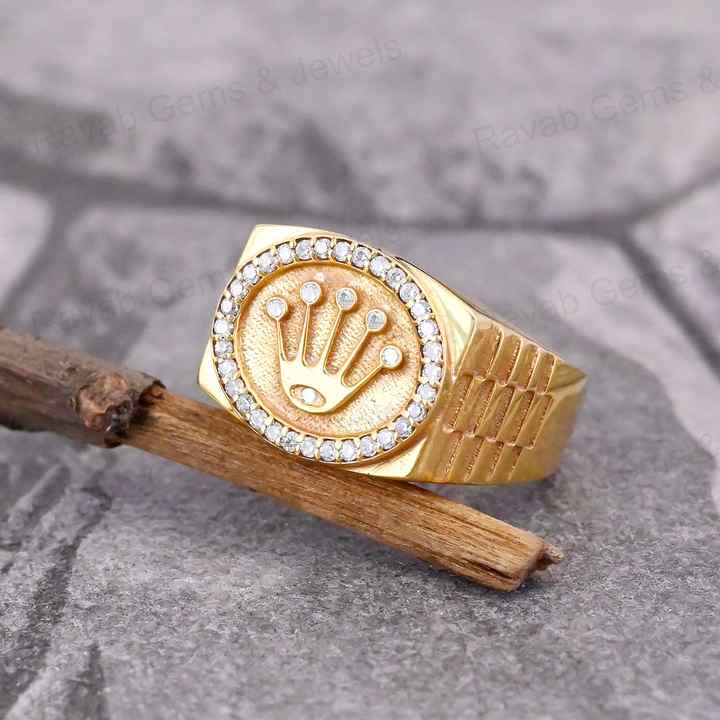 New Arrival Solid 925 Sterling Silver Ottoman Style CZ Prong Setting King Of Crown Signet Ring For Men's Fine Handmade Jewelry