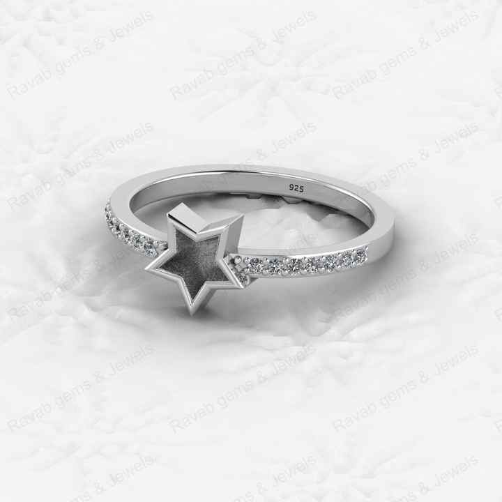 Top Quality 925 Sterling Silver 6mm Star Shape CZ Semi Mount Blank Setting Ring Good for Resin & Ashes Work Keepsake DIY Jewelry