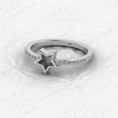 Top Quality 925 Sterling Silver 6mm Star Shape CZ Semi Mount Blank Setting Ring Good for Resin & Ashes Work Keepsake DIY Jewelry